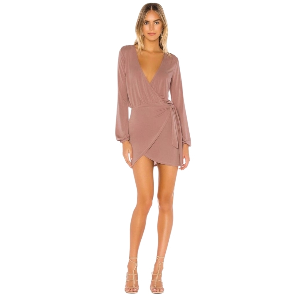 Lovers + Friends Emmy Wrap Mini Dress Mauve‎ Size S Revolve Romantic Party
